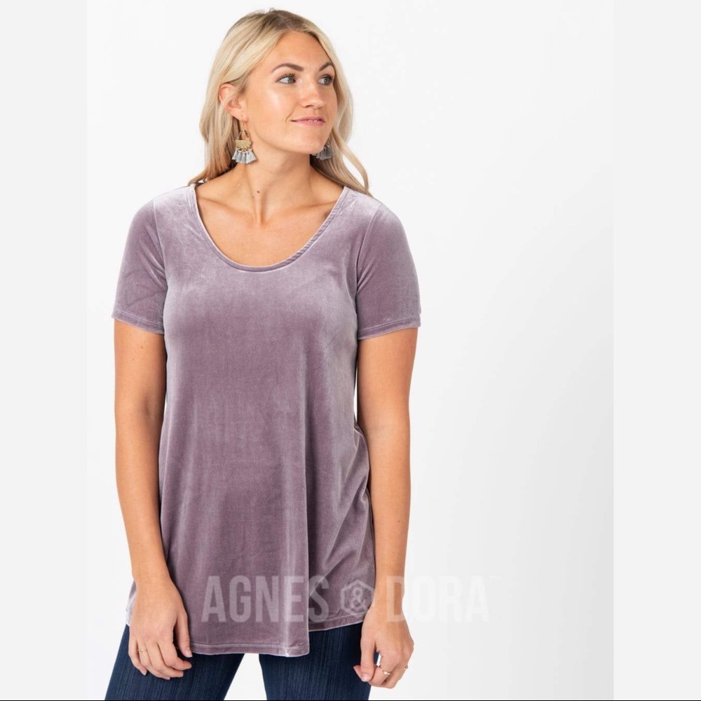 Agnes & Dora Everyday Tee Velvet Deep Lilac Hi Lo New With Tags